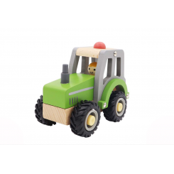 Wooden Tractor with Rubber Wheels - Green